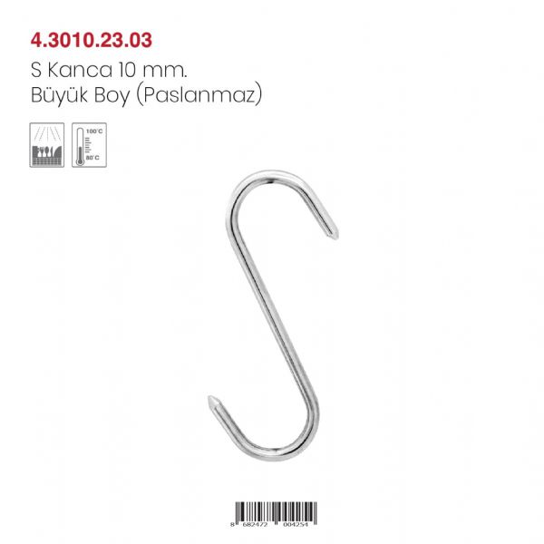 S Kanca 10 mm. Büyük Boy (Paslanmaz)